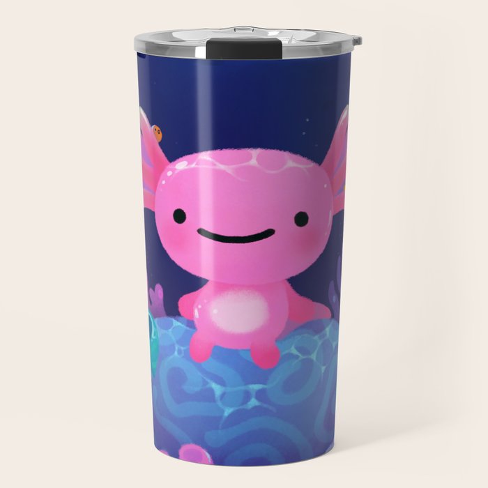 Coral axolotl Travel Mug Gallery Image 1