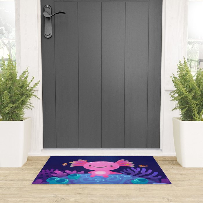 Coral axolotl Welcome Mat Gallery Image 3