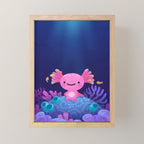 Coral axolotl Mini Art Print Gallery Image 1