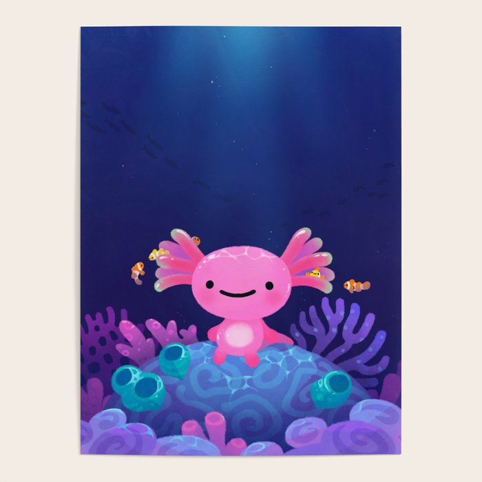 Coral axolotl Poster Gallery Image 4