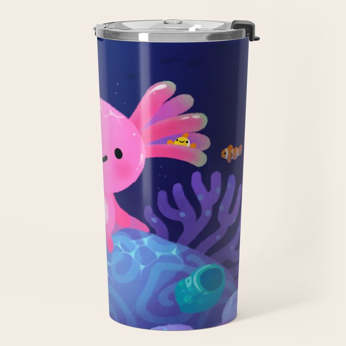 Coral axolotl Travel Mug Gallery Image 2