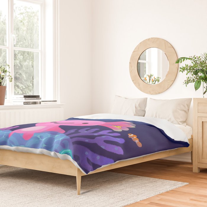 Coral axolotl Duvet Cover Gallery Image 2