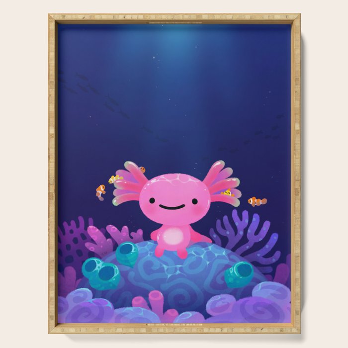 Coral axolotl Serving Tray Gallery Image 1