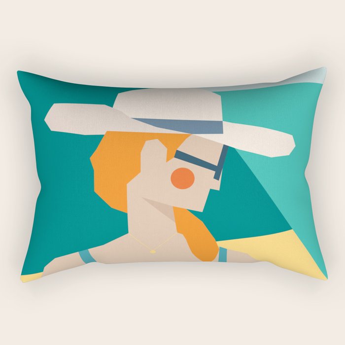 Lady at the beach in Italy Rectangular Pillow Gallery Image 2