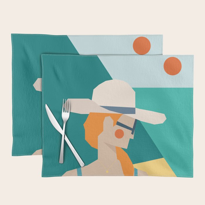Lady at the beach in Italy Placemat Gallery Image 1