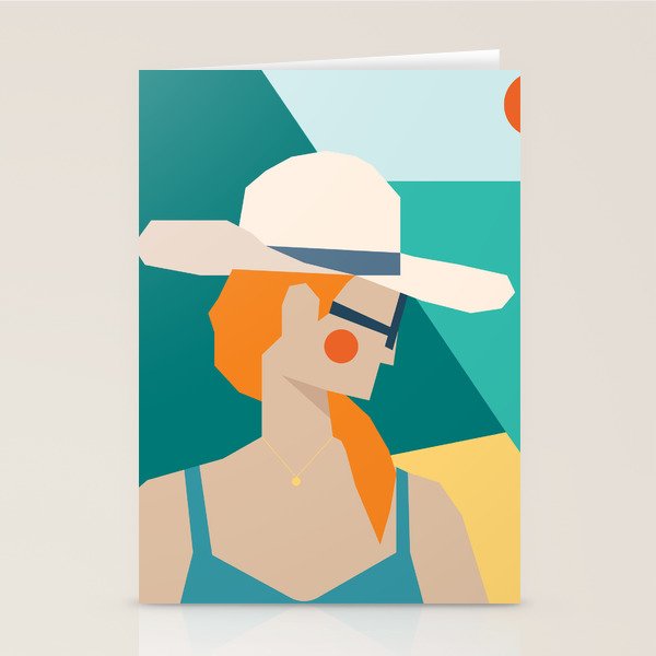 Lady at the beach in Italy Stationery Card Gallery Image 1