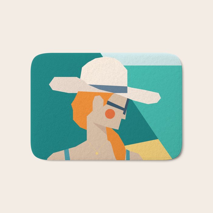 Lady at the beach in Italy Bath Mat Gallery Image 1