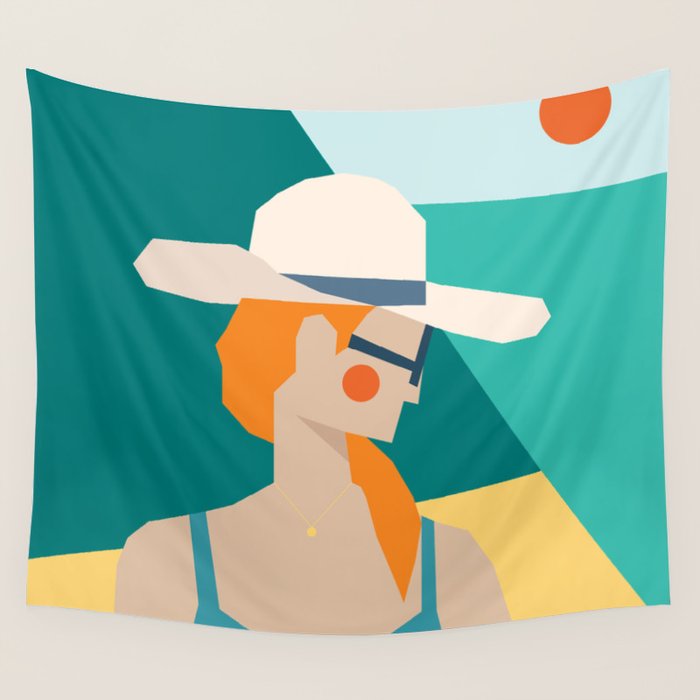 Lady at the beach in Italy Wall Tapestry Gallery Image 1
