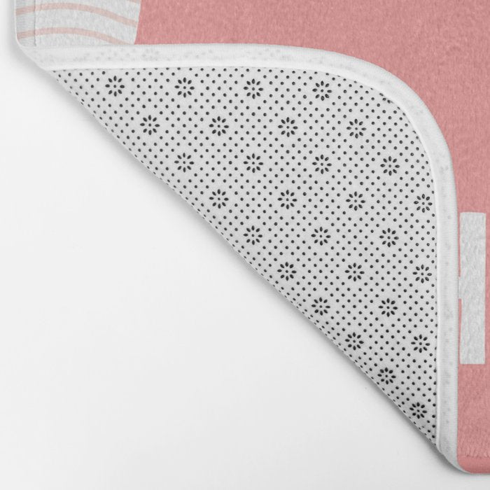Rise and Shine inspirational quote typography wall art home decor in peach pink Bath Mat Gallery Image 2