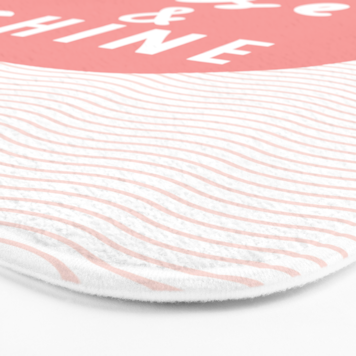 Rise and Shine inspirational quote typography wall art home decor in peach pink Bath Mat Gallery Image 3