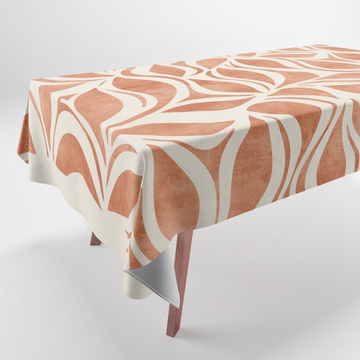 Terracotta Abstract Leaves Artwork Tablecloth Gallery Image 1