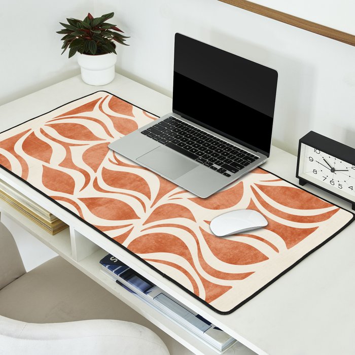 Terracotta Abstract Leaves Artwork Desk Mat Gallery Image 2