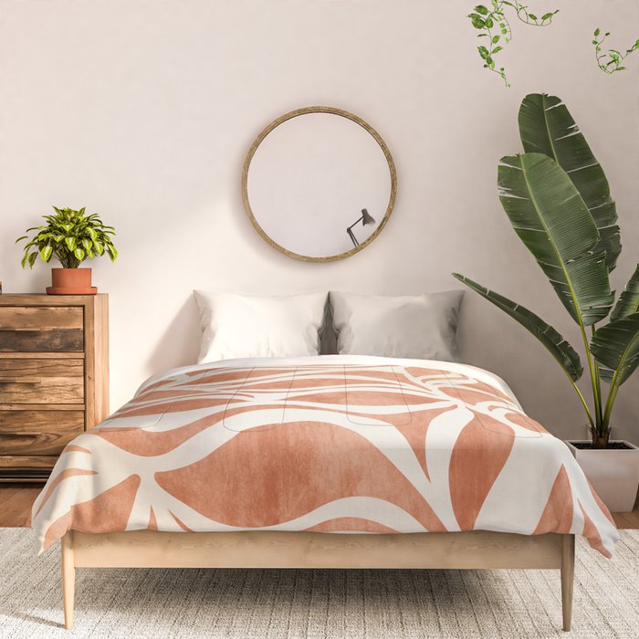 Terracotta Abstract Leaves Artwork Comforter Gallery Image 3