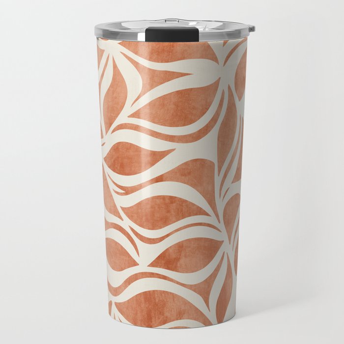 Terracotta Abstract Leaves Artwork Travel Mug Gallery Image 1