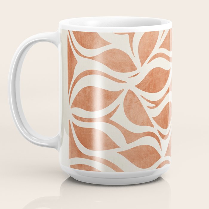 Terracotta Abstract Leaves Artwork Coffee Mug Gallery Image 3