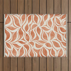 Terracotta Abstract Leaves Artwork Outdoor Rug Gallery Image 1