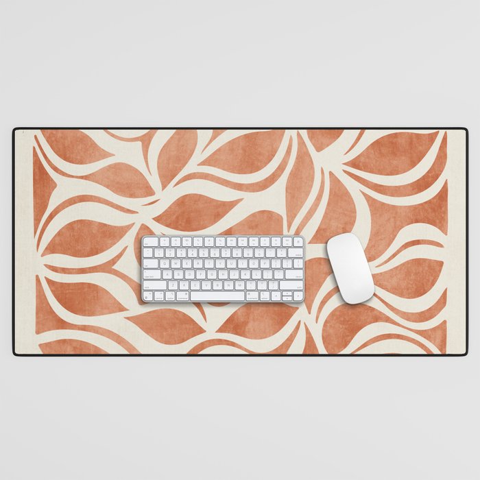 Terracotta Abstract Leaves Artwork Desk Mat Gallery Image 1