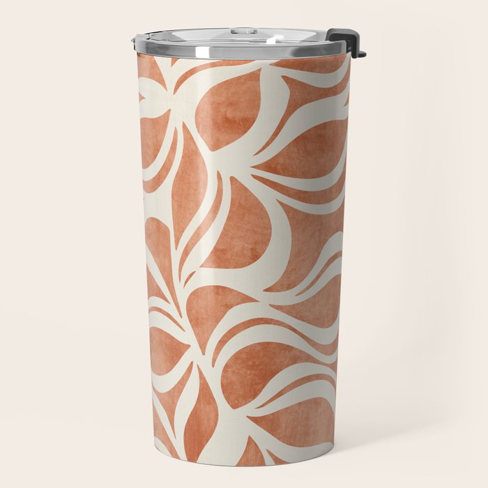 Terracotta Abstract Leaves Artwork Travel Mug Gallery Image 2