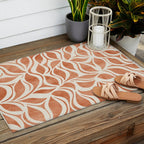 Terracotta Abstract Leaves Artwork Outdoor Rug Gallery Image 2