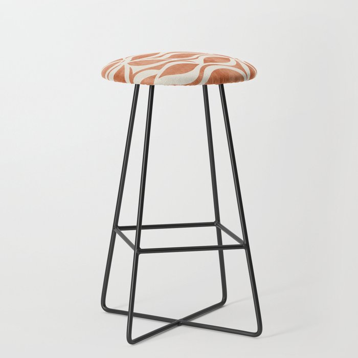 Terracotta Abstract Leaves Artwork Stool Gallery Image 1