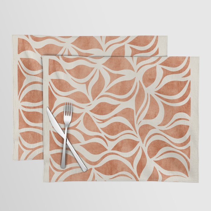 Terracotta Abstract Leaves Artwork Placemat Gallery Image 1