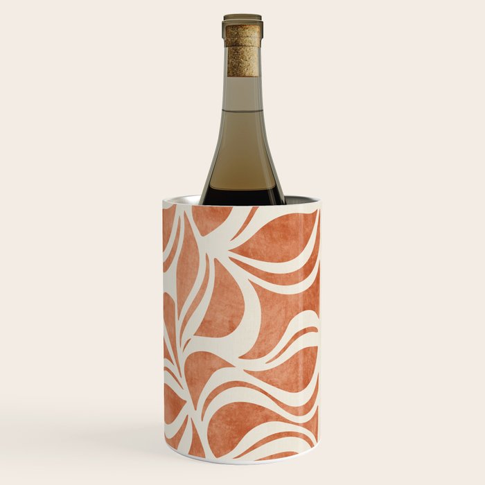 Terracotta Abstract Leaves Artwork Wine Chiller Gallery Image 3