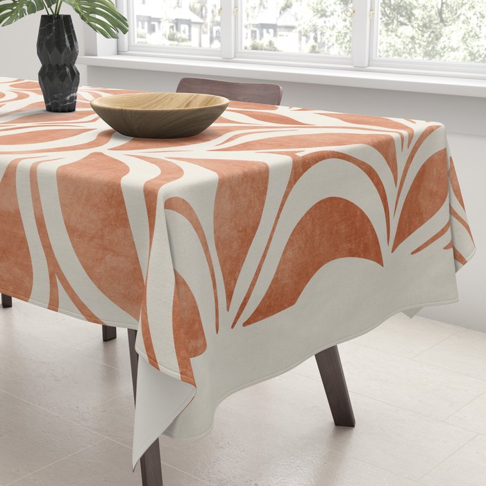 Terracotta Abstract Leaves Artwork Tablecloth Gallery Image 3