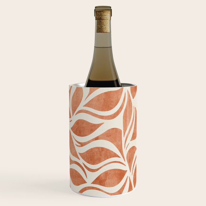 Terracotta Abstract Leaves Artwork Wine Chiller Gallery Image 1