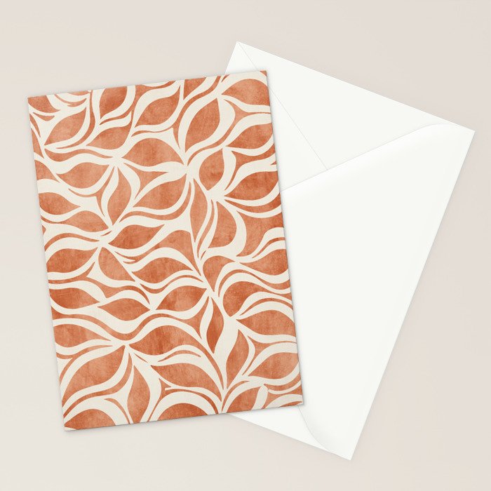 Terracotta Abstract Leaves Artwork Stationery Card Gallery Image 2