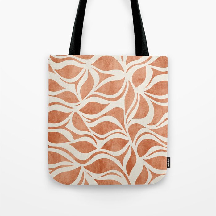 Terracotta Abstract Leaves Artwork Tote Bag Gallery Image 1