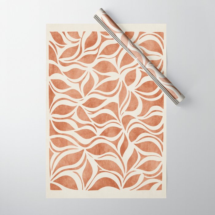 Terracotta Abstract Leaves Artwork Wrapping Paper Gallery Image 1