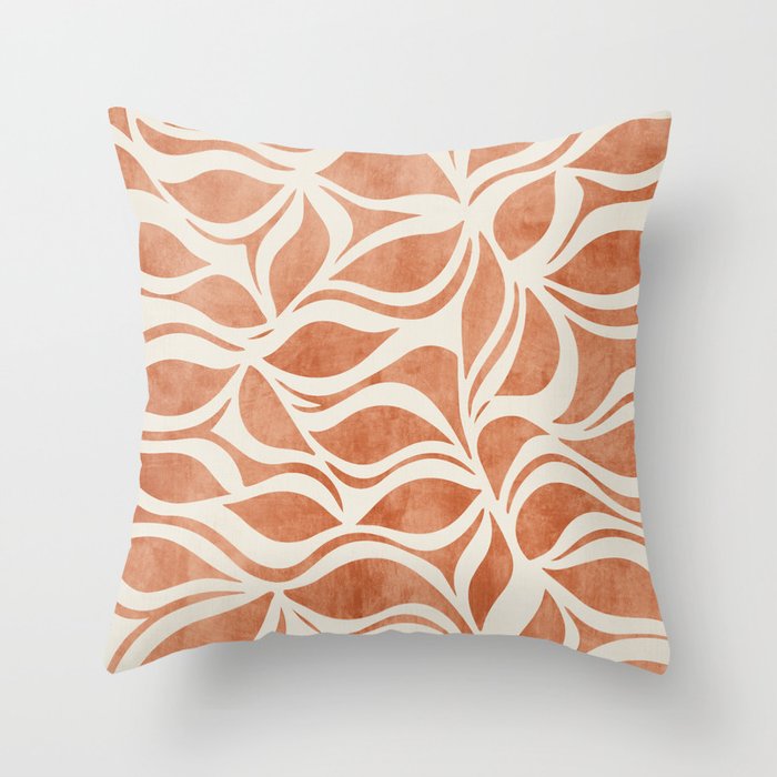 Terracotta Abstract Leaves Artwork Throw Pillow Gallery Image 6