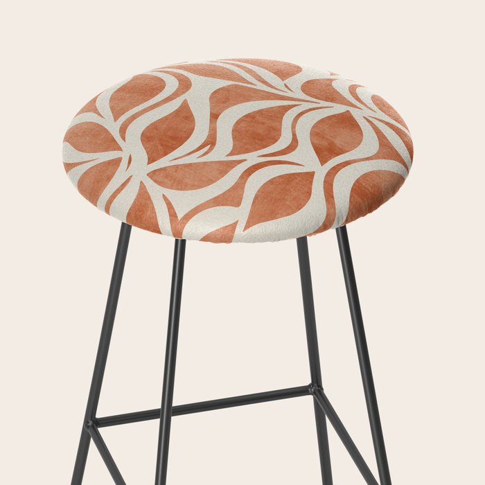 Terracotta Abstract Leaves Artwork Stool Gallery Image 2
