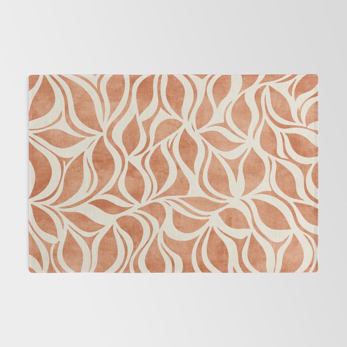 Terracotta Abstract Leaves Artwork Rug Gallery Image 2