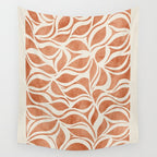 Terracotta Abstract Leaves Artwork Wall Tapestry Gallery Image 4