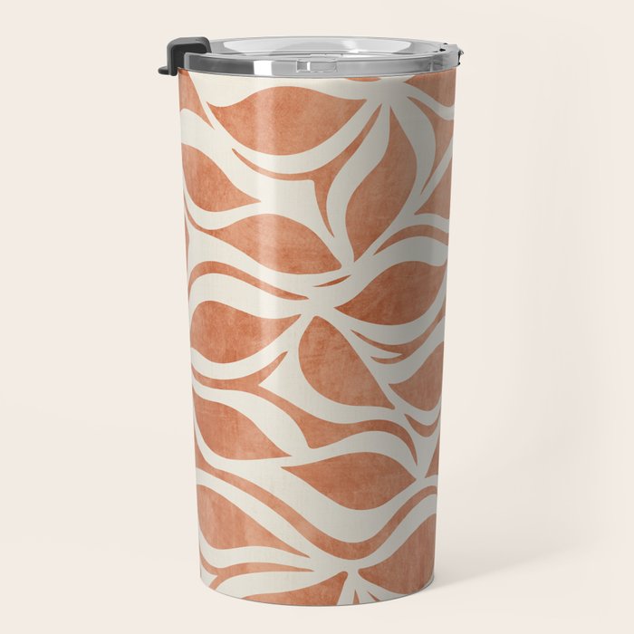 Terracotta Abstract Leaves Artwork Travel Mug Gallery Image 3