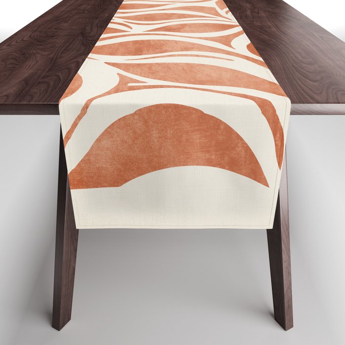 Terracotta Abstract Leaves Artwork Table Runner Gallery Image 1