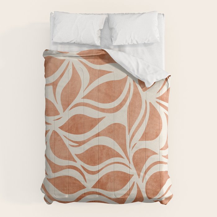 Terracotta Abstract Leaves Artwork Comforter Gallery Image 6