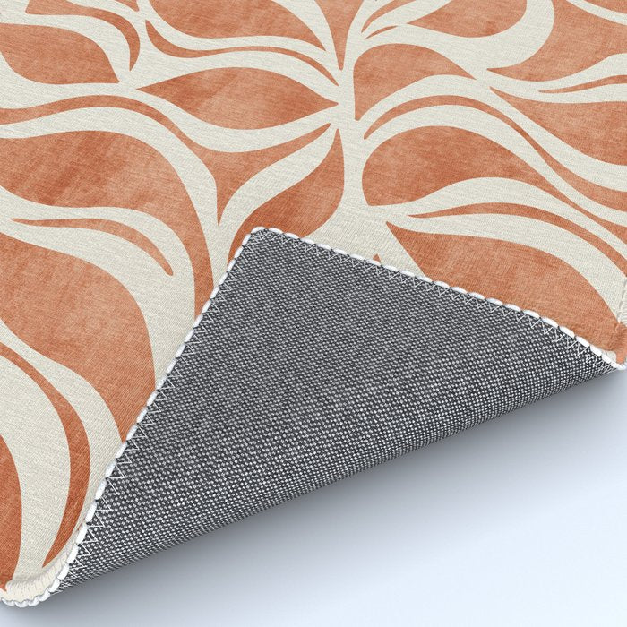 Terracotta Abstract Leaves Artwork Rug Gallery Image 4