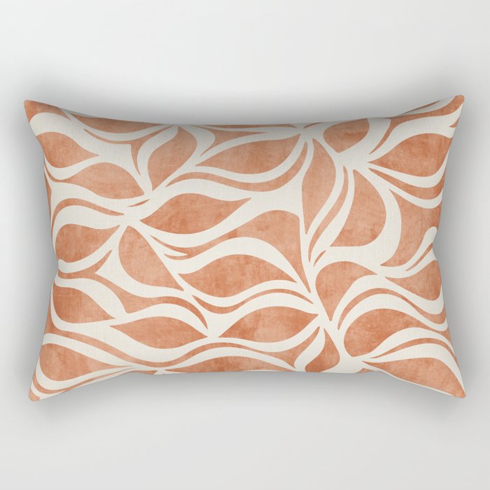 Terracotta Abstract Leaves Artwork Rectangular Pillow Gallery Image 1