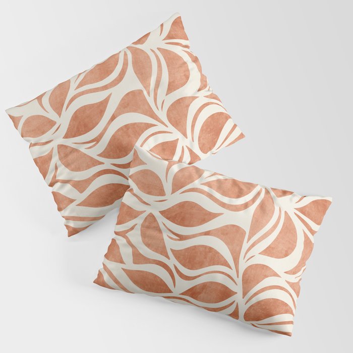 Terracotta Abstract Leaves Artwork Pillow Sham Gallery Image 1