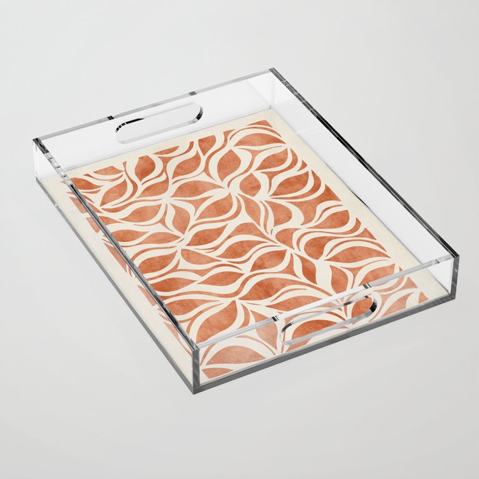 Terracotta Abstract Leaves Artwork Acrylic Tray Gallery Image 1