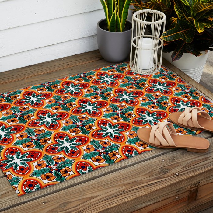 Talavera Mexican Tile Outdoor Rug Gallery Image 2