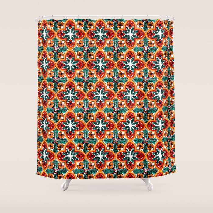 Talavera Mexican Tile Shower Curtain Gallery Image 1