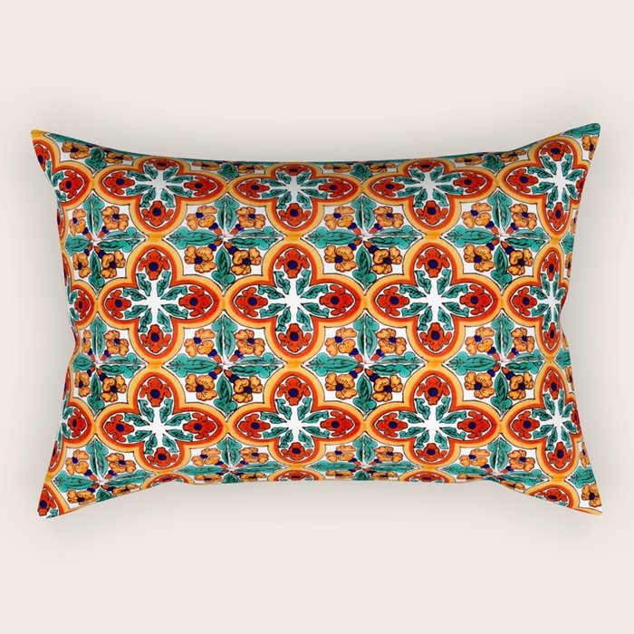 Talavera Mexican Tile Rectangular Pillow Gallery Image 2