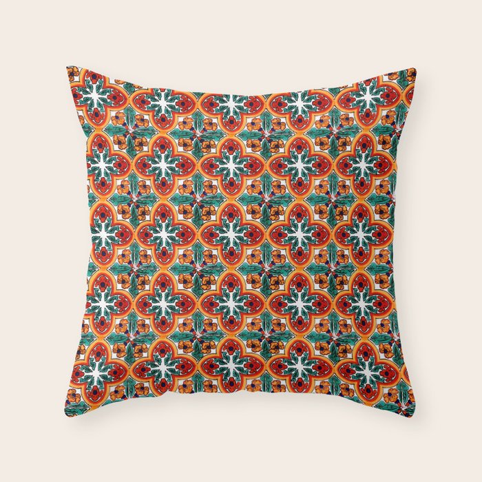 Talavera Mexican Tile Throw Pillow Gallery Image 1