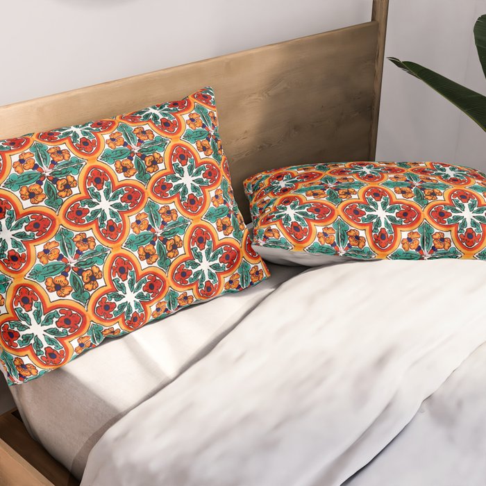 Talavera Mexican Tile Pillow Sham Gallery Image 2