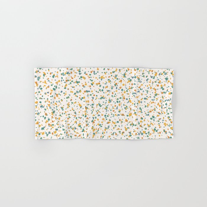 Festive Speckled Dot Pattern - Earthy Boho Green Orange Bath Towel Gallery Image 1