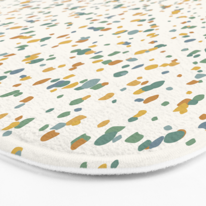 Festive Speckled Dot Pattern - Earthy Boho Green Orange Bath Mat Gallery Image 3