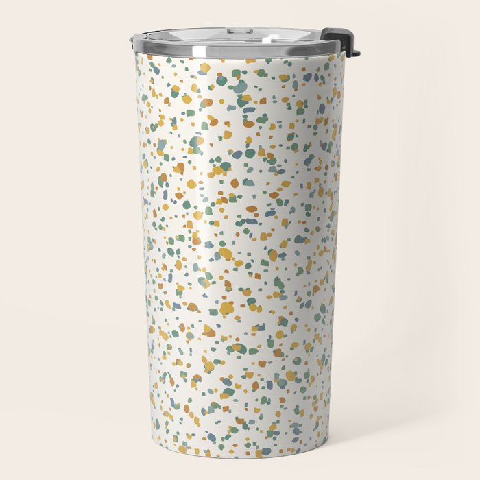 Festive Speckled Dot Pattern - Earthy Boho Green Orange Travel Mug Gallery Image 2